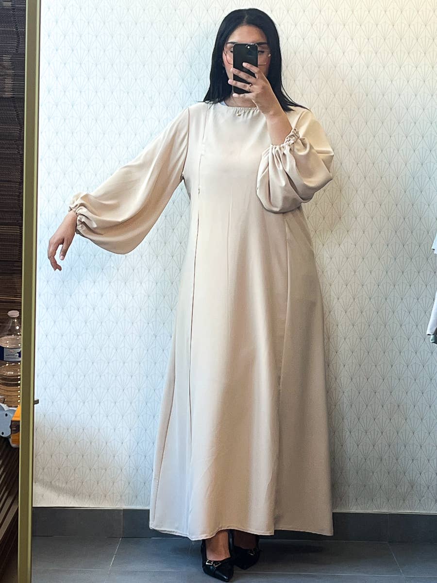 Abaya de lactancia en seda de Medina con apertura de cremallera 2508PK