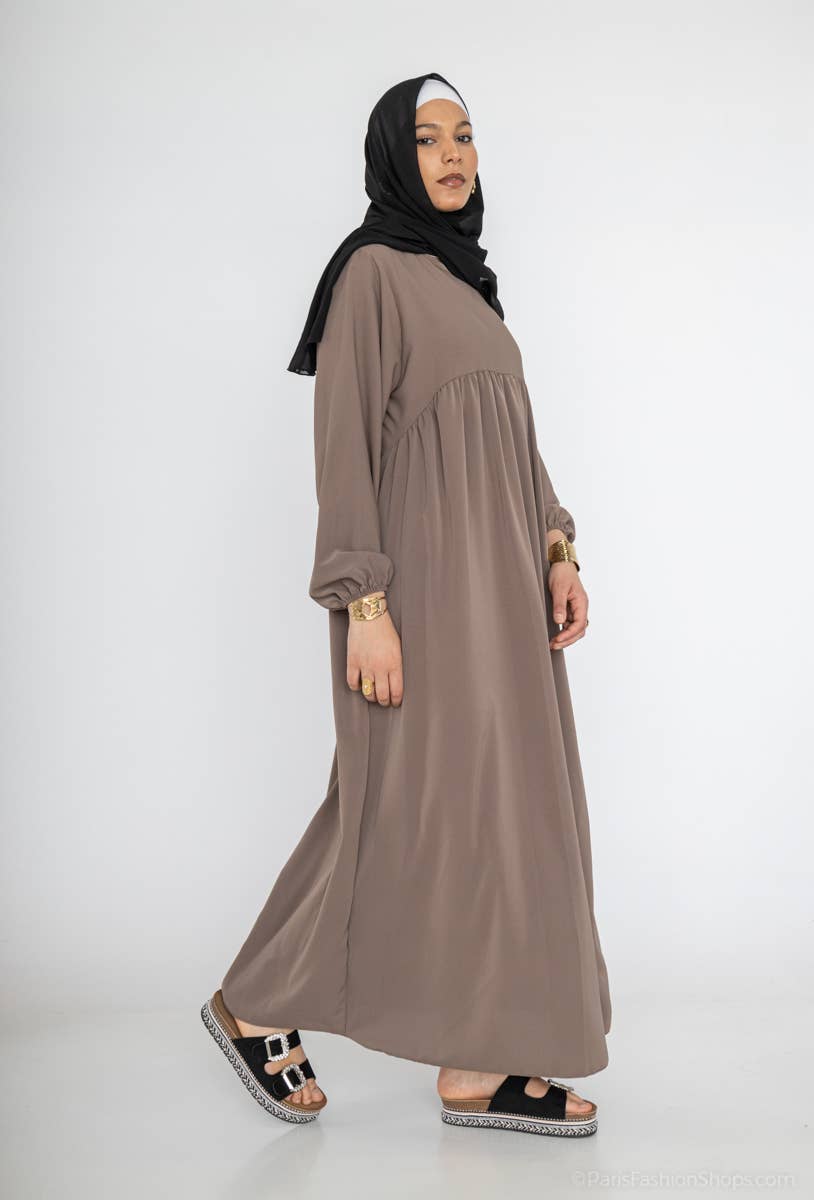 Abaya larga de seda Medina con volante, referencia 2326 pk