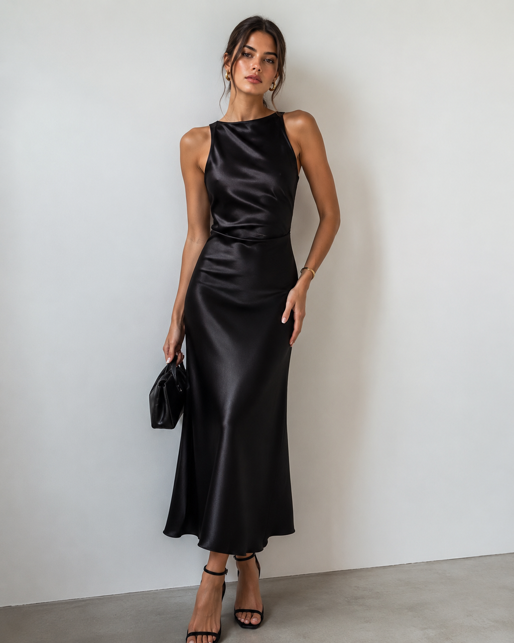 Silk Touch Ruched Midi Dress