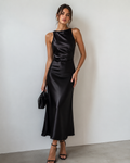 Silk Touch Ruched Midi Dress