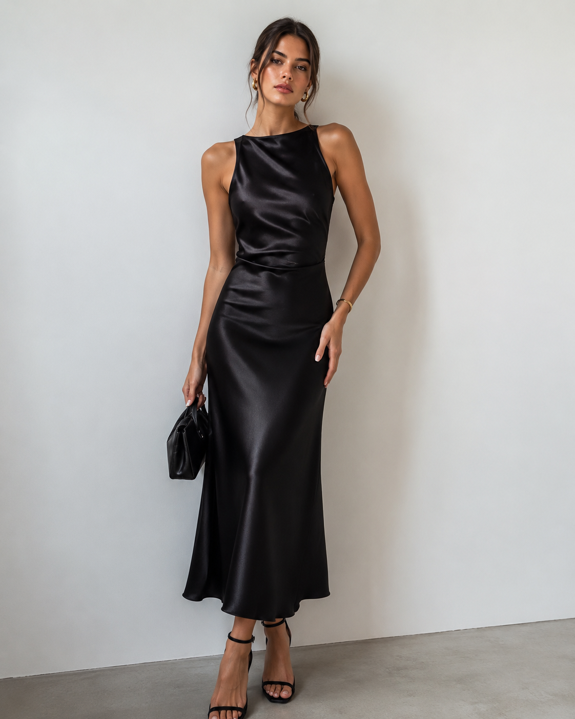 Silk Touch Ruched Midi Dress