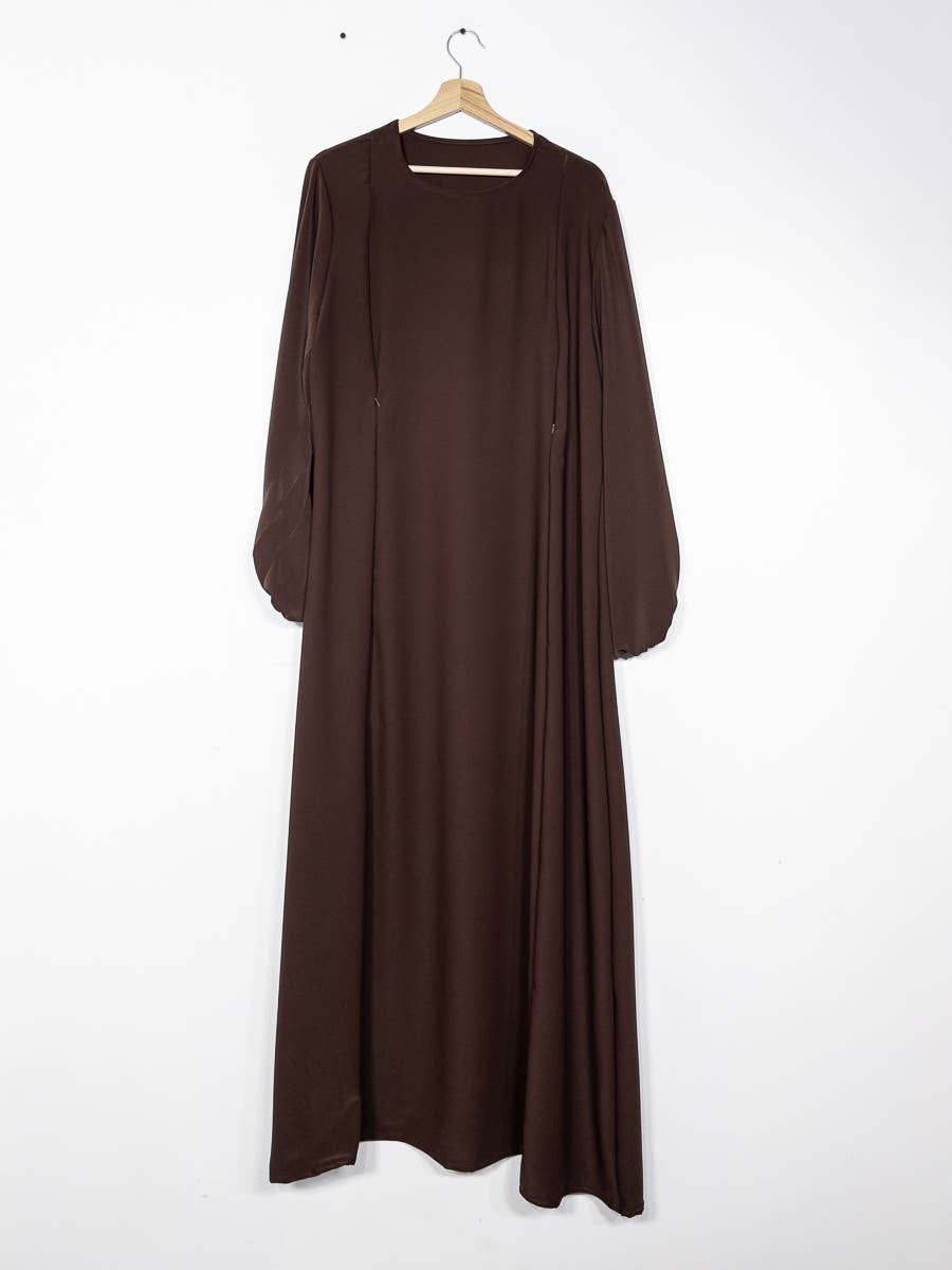 Abaya de lactancia en seda de Medina con apertura de cremallera 2508PK