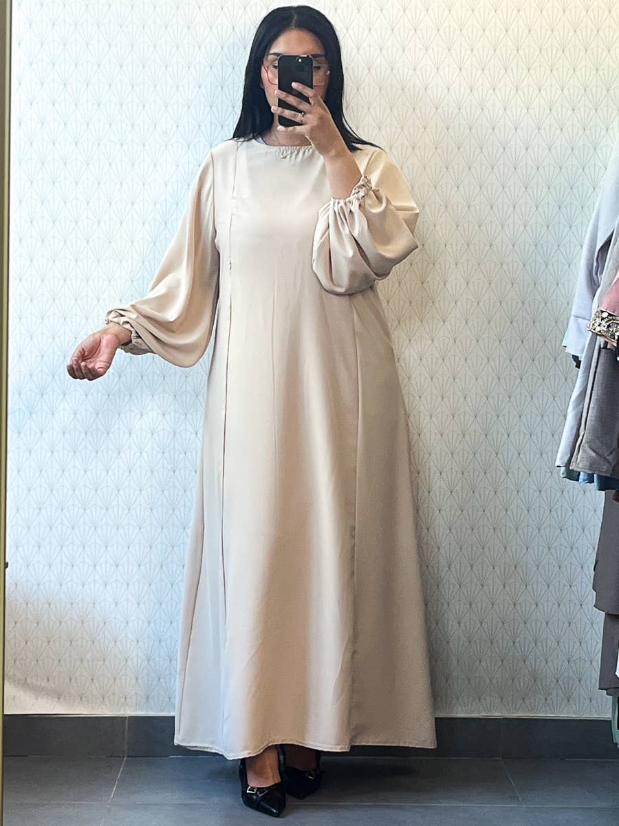 Abaya de lactancia en seda de Medina con apertura de cremallera 2508PK