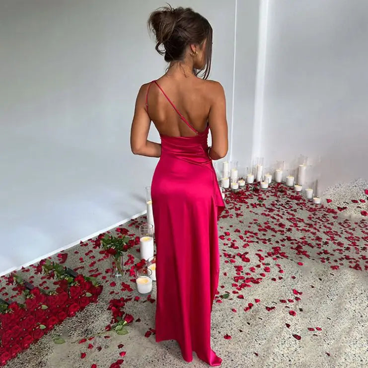 Rosa Off-Shoulder Satin Dress