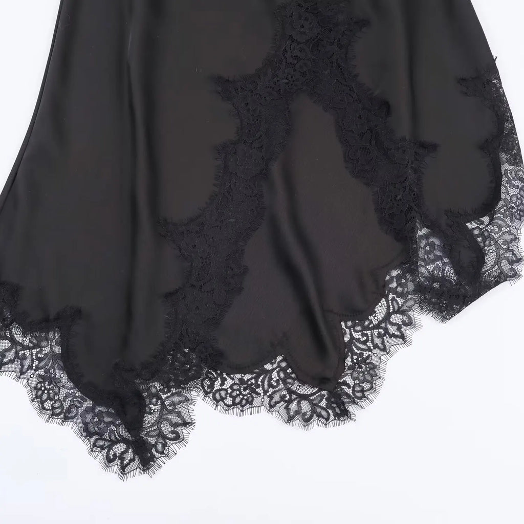 Nadia Asymmetric Lace Midi Dress