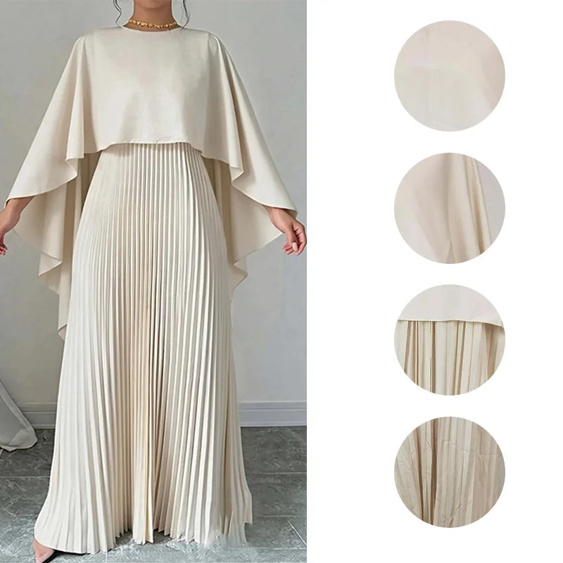 Cape Pleat Maxi Dress