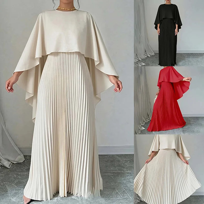 Cape Pleat Maxi Dress