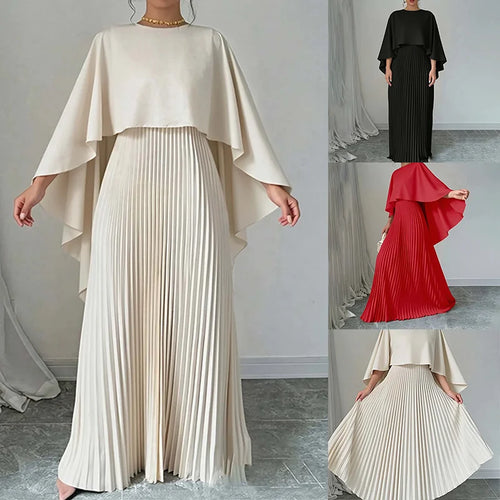 Cape Pleat Maxi Dress
