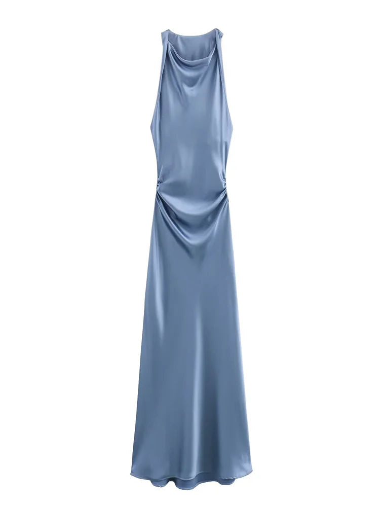 Silk Touch Ruched Midi Dress