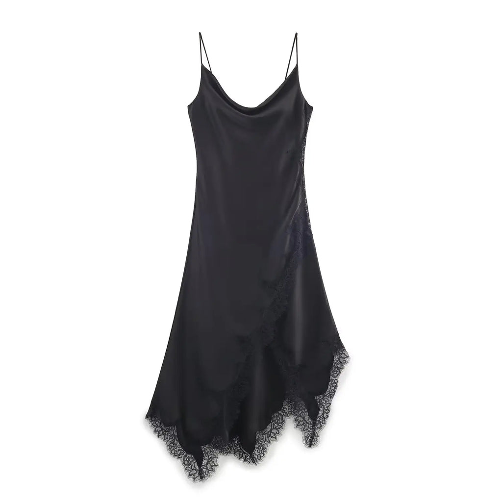 Nadia Asymmetric Lace Midi Dress