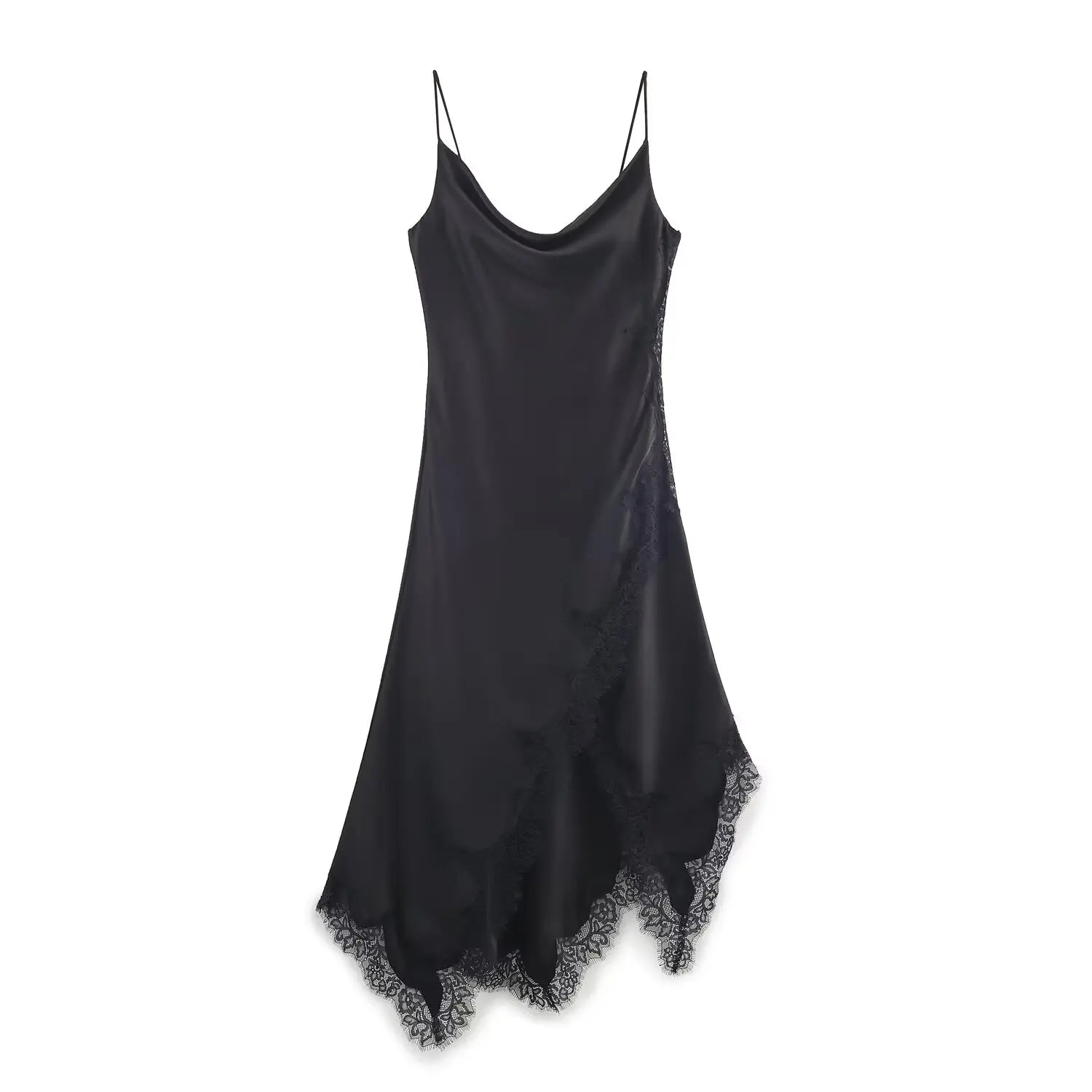 Nadia Asymmetric Lace Midi Dress