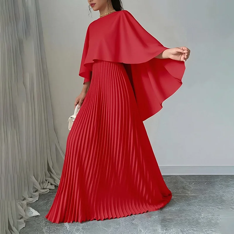 Cape Pleat Maxi Dress