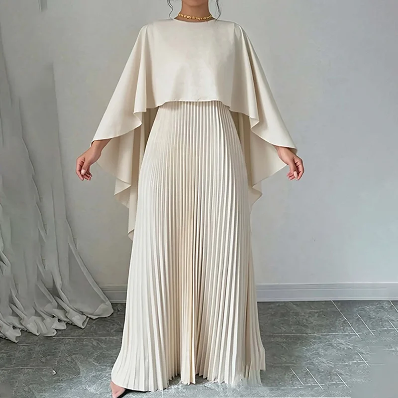 Cape Pleat Maxi Dress