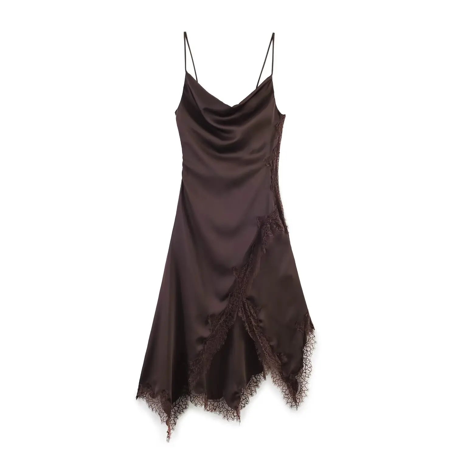 Nadia Asymmetric Lace Midi Dress