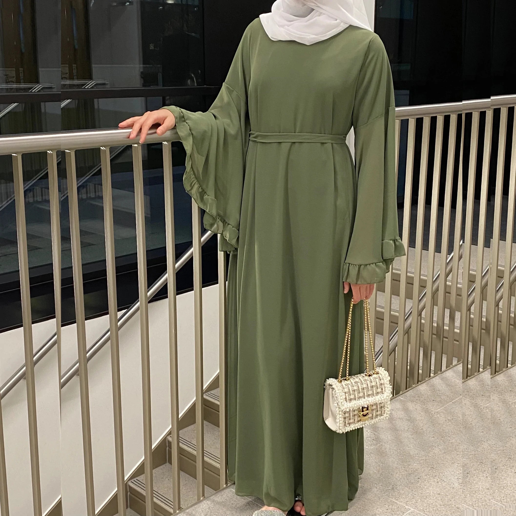 Farida Chiffon Ruffle Abaya