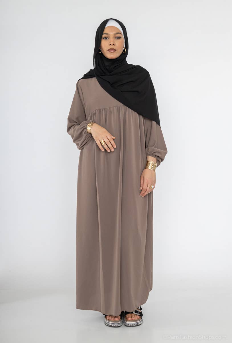 Abaya larga de seda Medina con volante, referencia 2326 pk