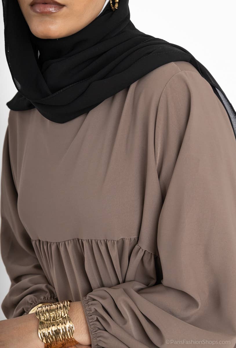Abaya larga de seda Medina con volante, referencia 2326 pk