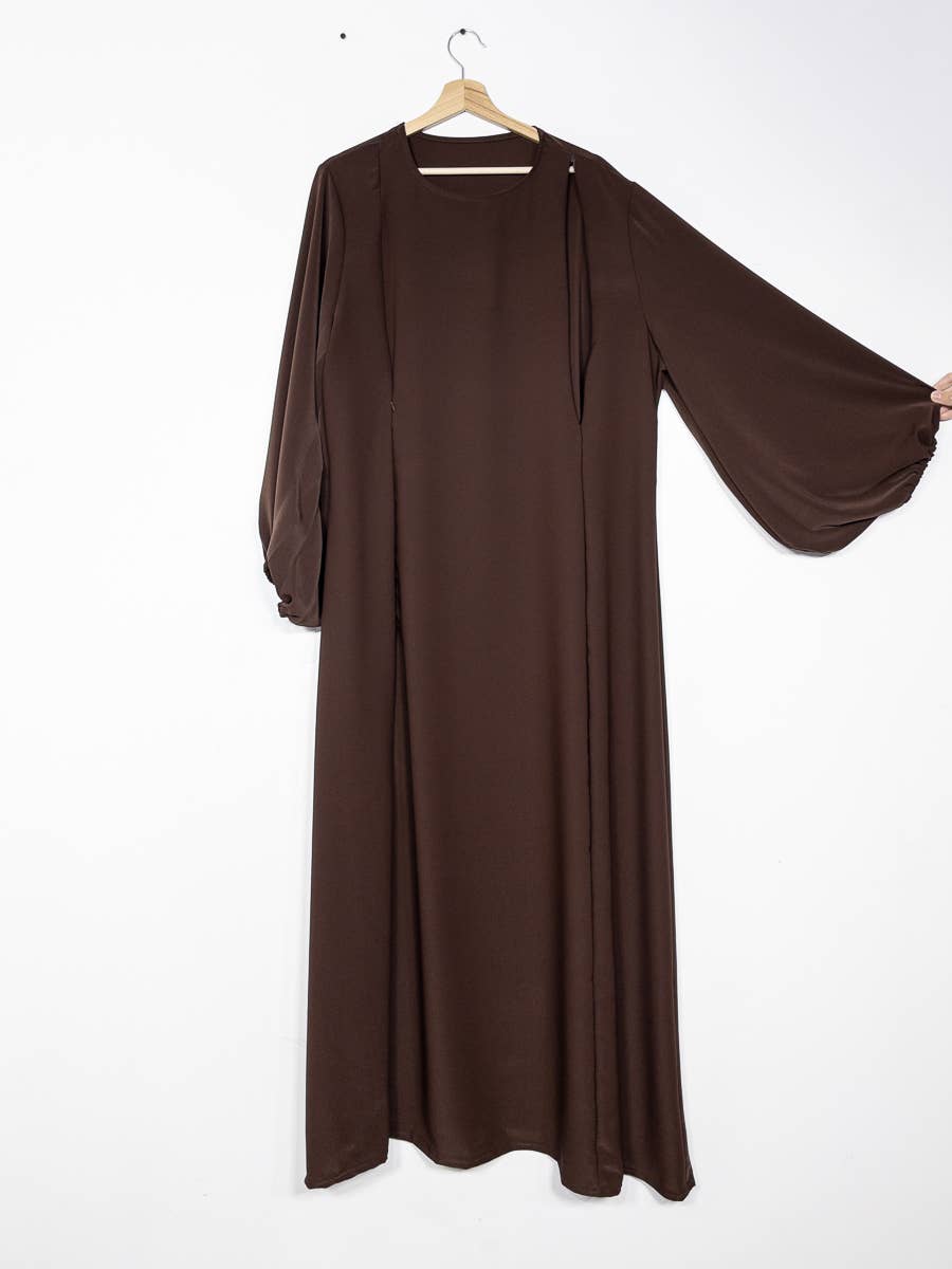 Abaya de lactancia en seda de Medina con apertura de cremallera 2508PK